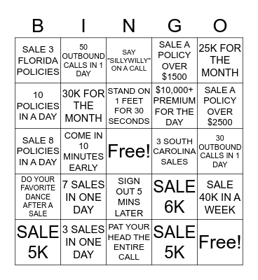 October Fun KG's Squad Bingo Card