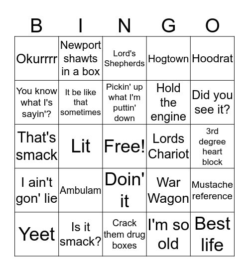 Jon Jon Bingo Card