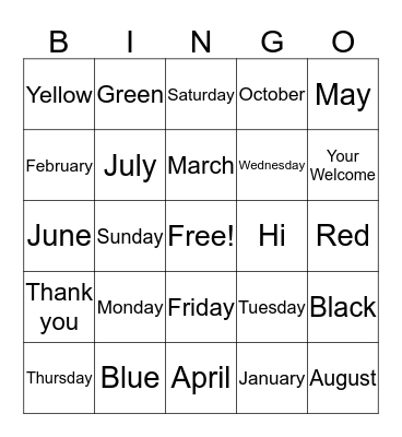 Spanish  Bingo Card