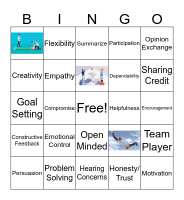 Teamwork Skills Bingo Card