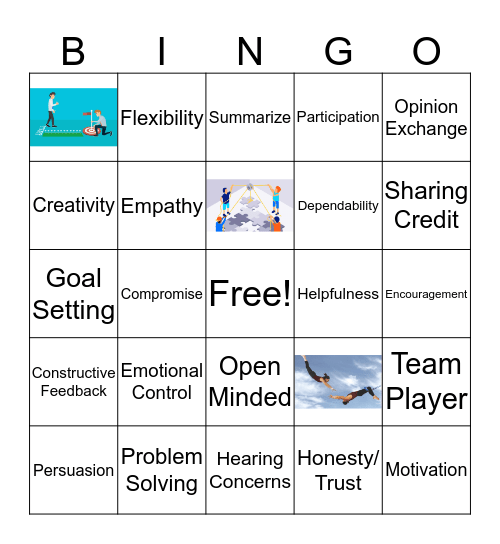 Teamwork Skills Bingo Card
