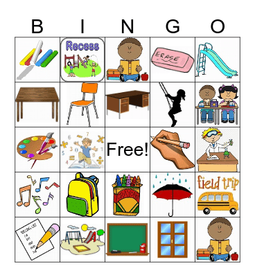 School Bingo Card