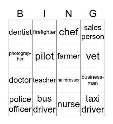 Job Bingo Card