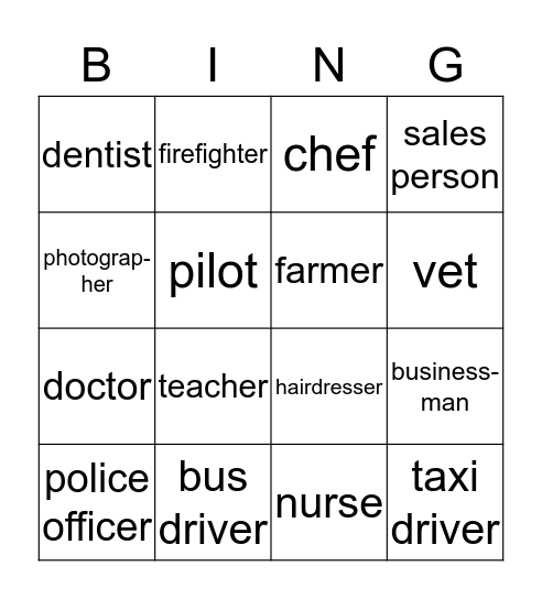 Job Bingo Card