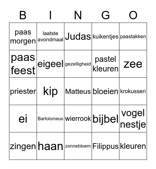 Paas Bingo Card