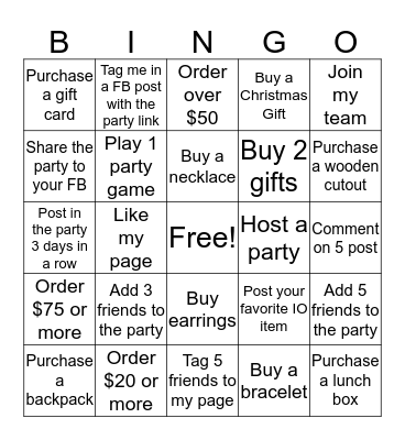 Initial Outfitters  Bingo Card