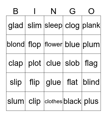 L blends Bingo Card