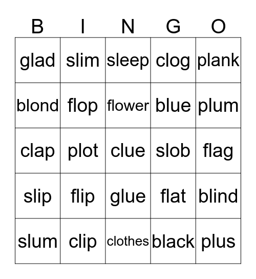 L blends Bingo Card