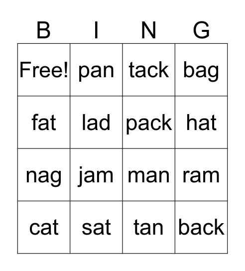 Common Nouns Bingo Card