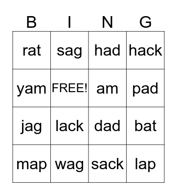 Common Nouns Bingo Card