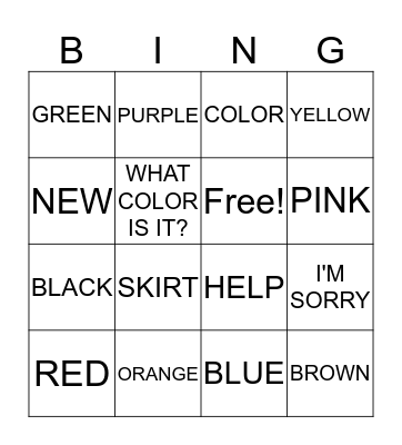 What Color Is It? Bingo Card
