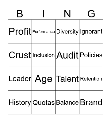 HRM: Managing Diversity Bingo Card