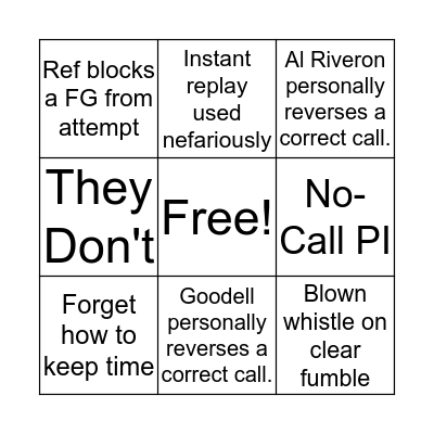How Will The Officials Screw The Saints Bingo Card
