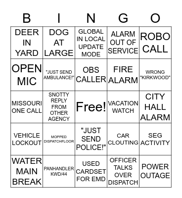 DISPATCH BINGO Card