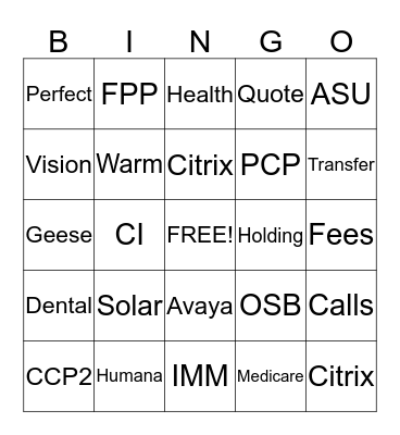 ASU  Bingo Card