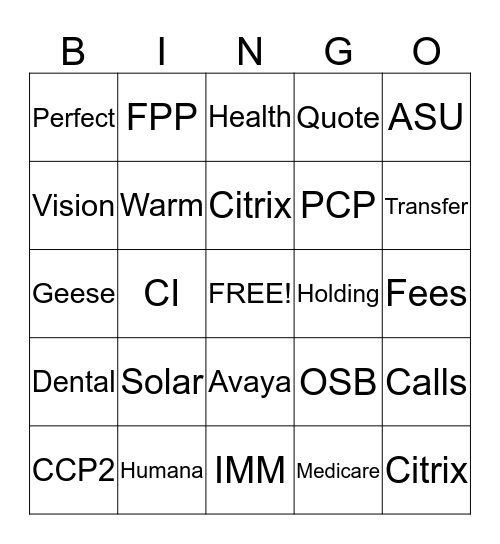 ASU  Bingo Card