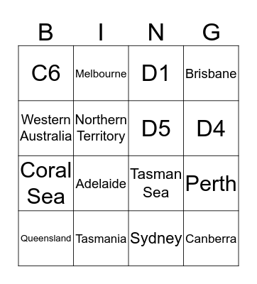 exact locations! Bingo Card