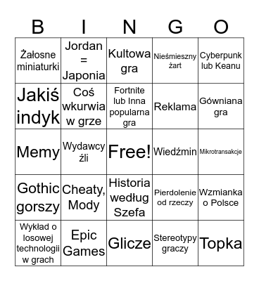 TVGRY BINGO Card