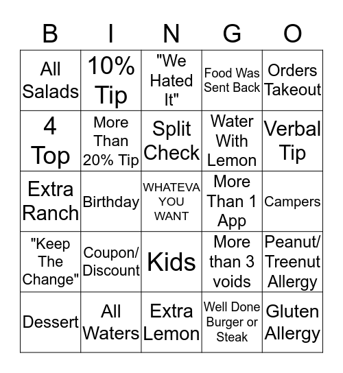 Server Bingo Card