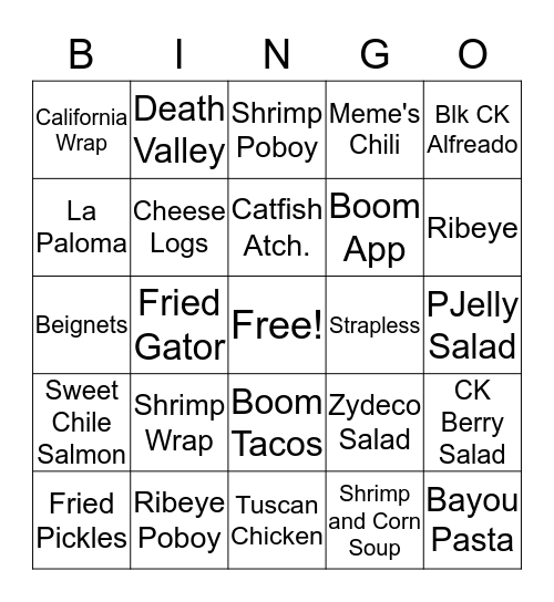 Walk-On's Bingo Card