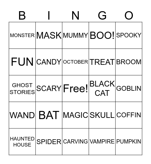 MS.CASS 3RD GRADE HALLOWEEN FUN! Bingo Card