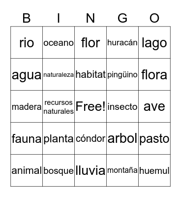 Bingo naturaleza  Bingo Card