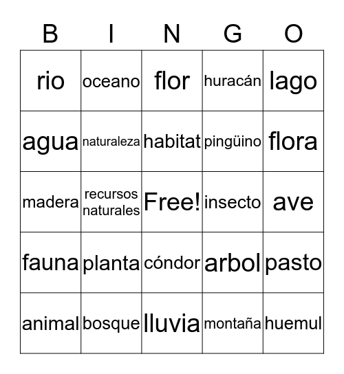 Bingo naturaleza  Bingo Card