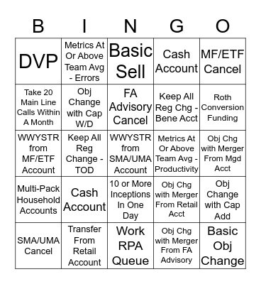 MF/ETF Bingo!!! Bingo Card