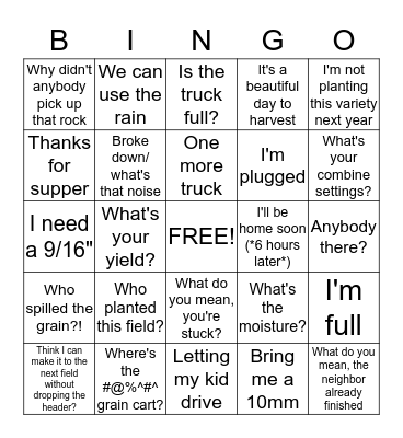 Harvest Radio Bingo Card