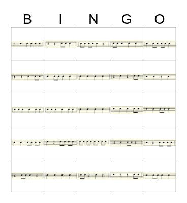 Rhythm Bingo v.2 no syncopation Bingo Card