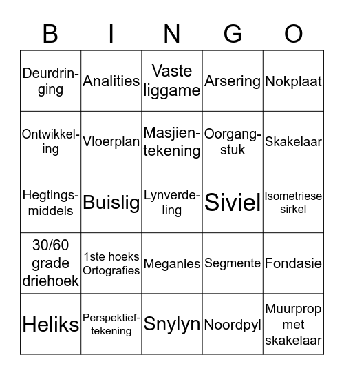 Graad 11 IGO Bingo Card