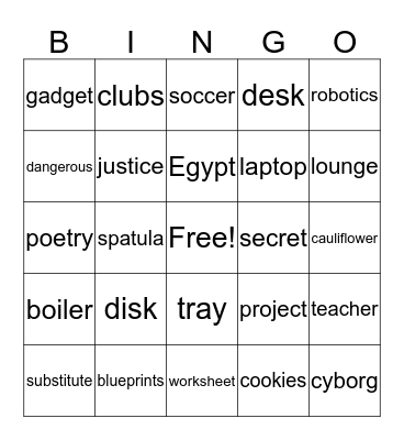 Lunch Lady #1 Bingo Card