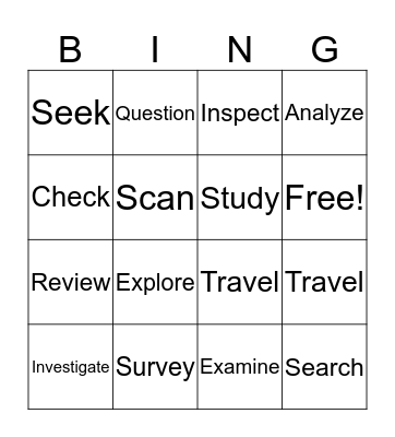 Exploration  Bingo Card