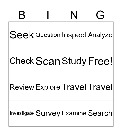 Exploration  Bingo Card