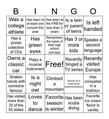 Conversation BINGO! Bingo Card