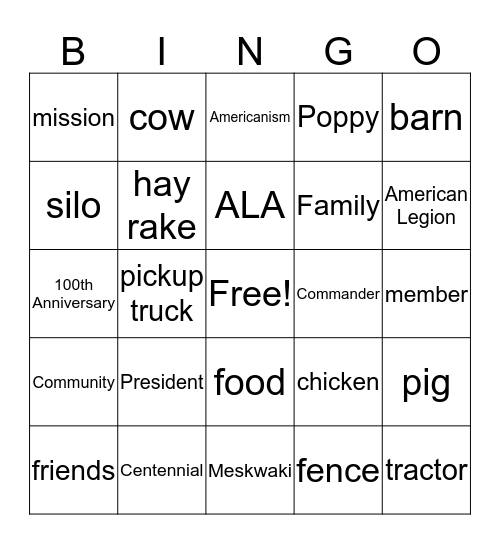 Bus Bingo Card