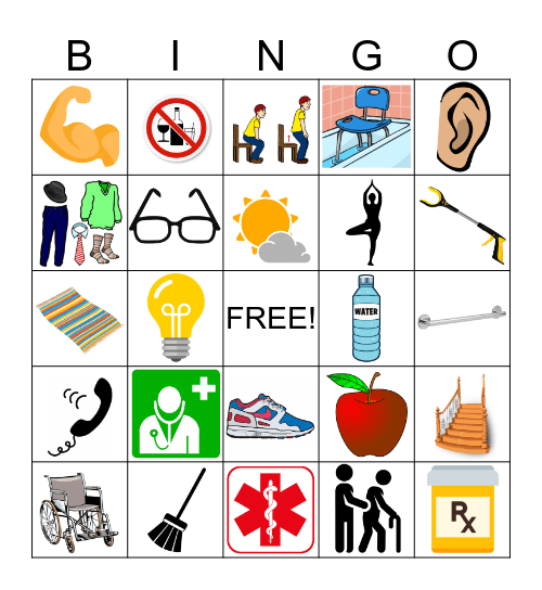 Fall Prevention Bingo Card