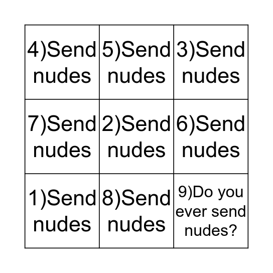 Ladies post a pic, guys choose a number  Bingo Card
