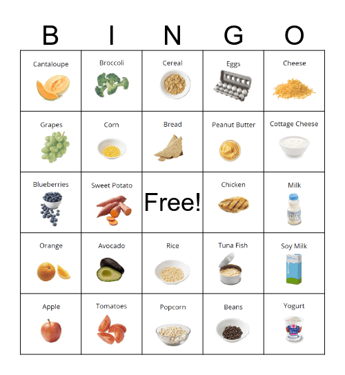 Nutrition Bingo Card