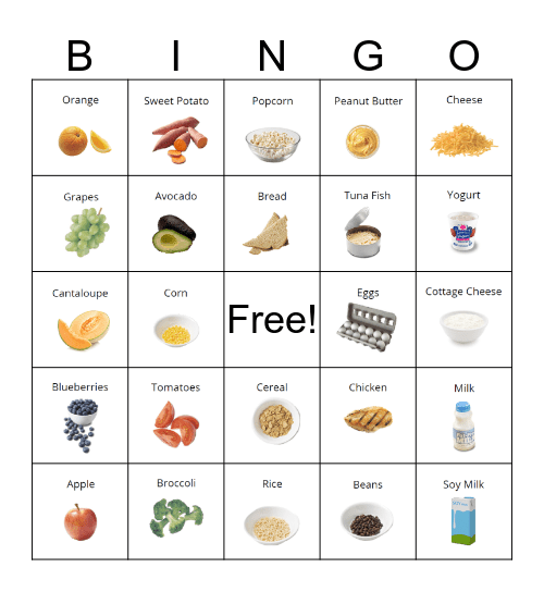 Nutrition Bingo Card