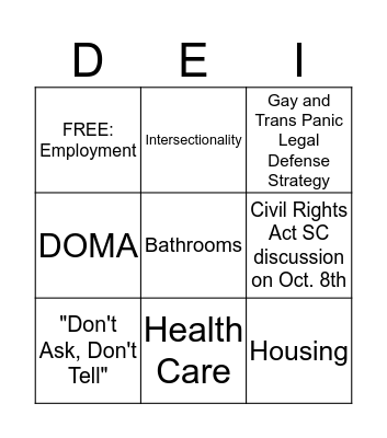 DEI Bingo Card Bingo Card