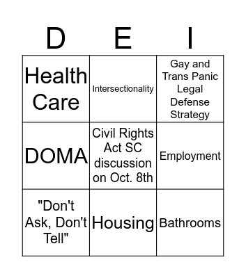 DEI Bingo Card Bingo Card
