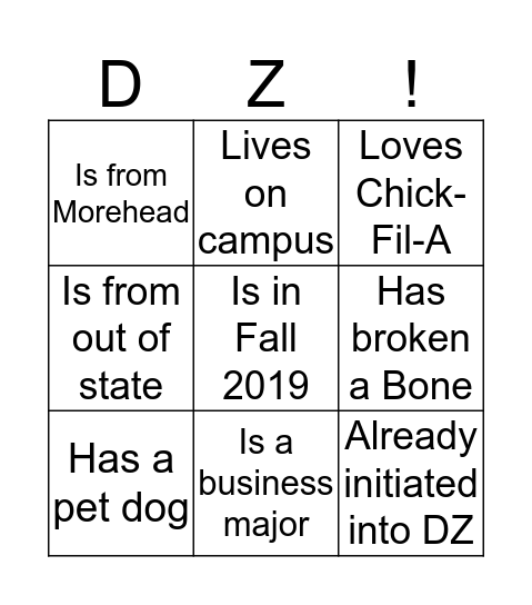 Find a Sister Who... Bingo Card