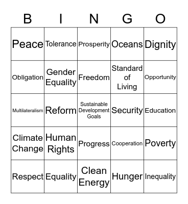 UNGA Debate Bingo Card