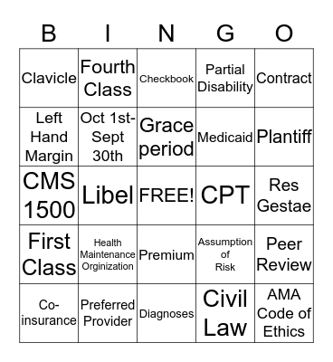 MA Administrative Bingo Card