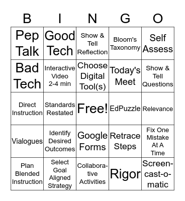 BOLD SCHOOL Bingo Card