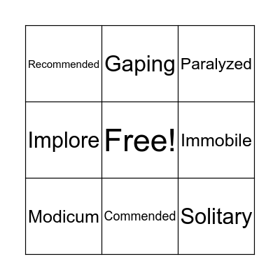 Vocabulary #2 Bingo Card