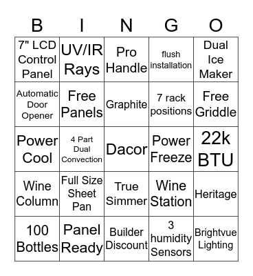 Dacor Bingo Card