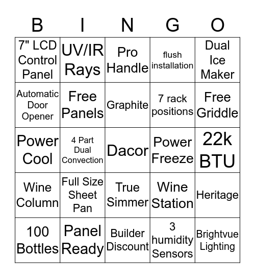 Dacor Bingo Card