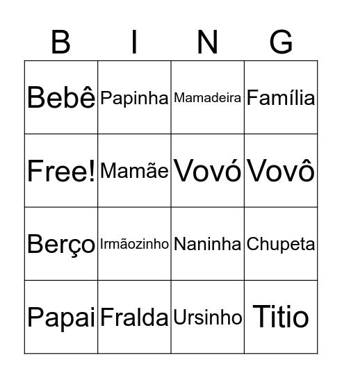 Baby Bingo Card
